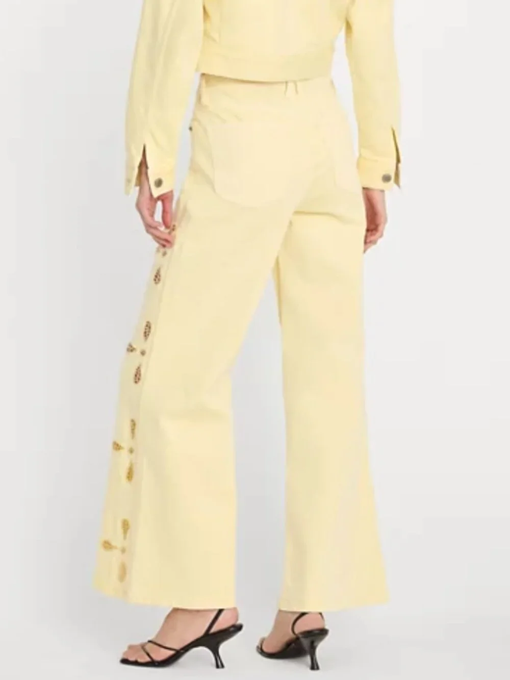 Good American Women's Wide-Leg Jeans Yellow High Waist Lyocell Size 0/25 NWT